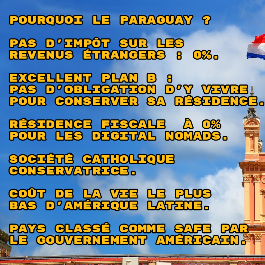 Carte de Résident au Paraguay (500€ maintenant puis 1500€ sur place)