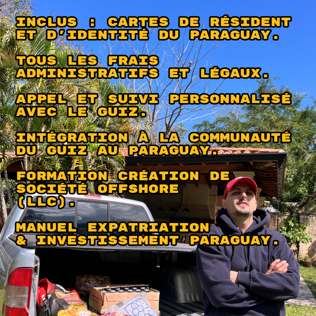 Carte de Résident au Paraguay (500€ maintenant puis 1500€ sur place)