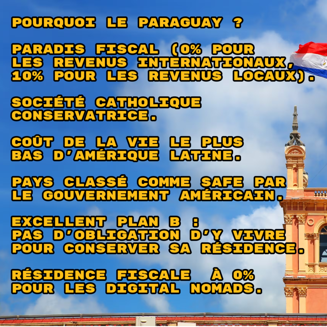 Carte de Résident au Paraguay (500€ maintenant puis 1500€ sur place)
