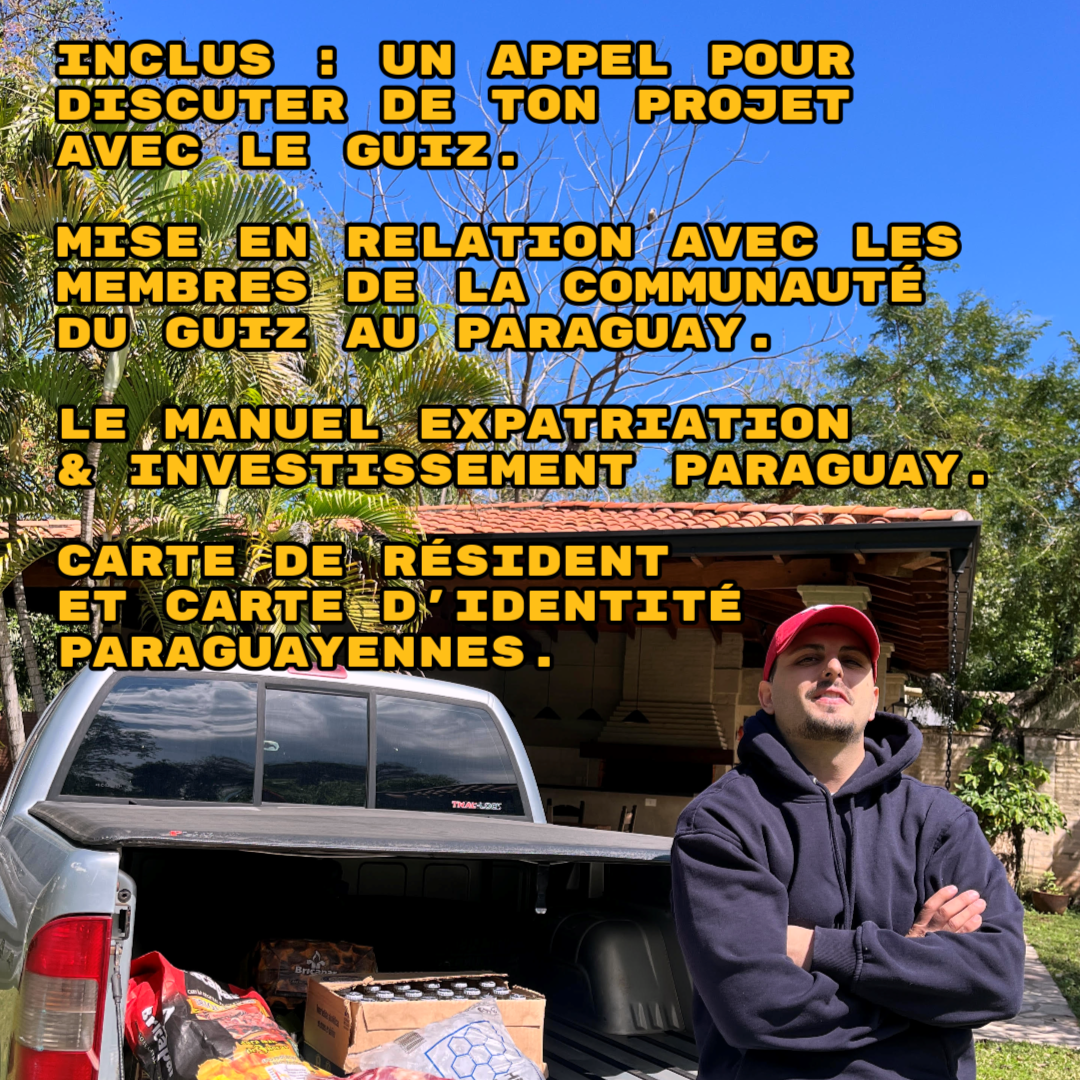 Carte de Résident au Paraguay (500€ maintenant puis 1500€ sur place)